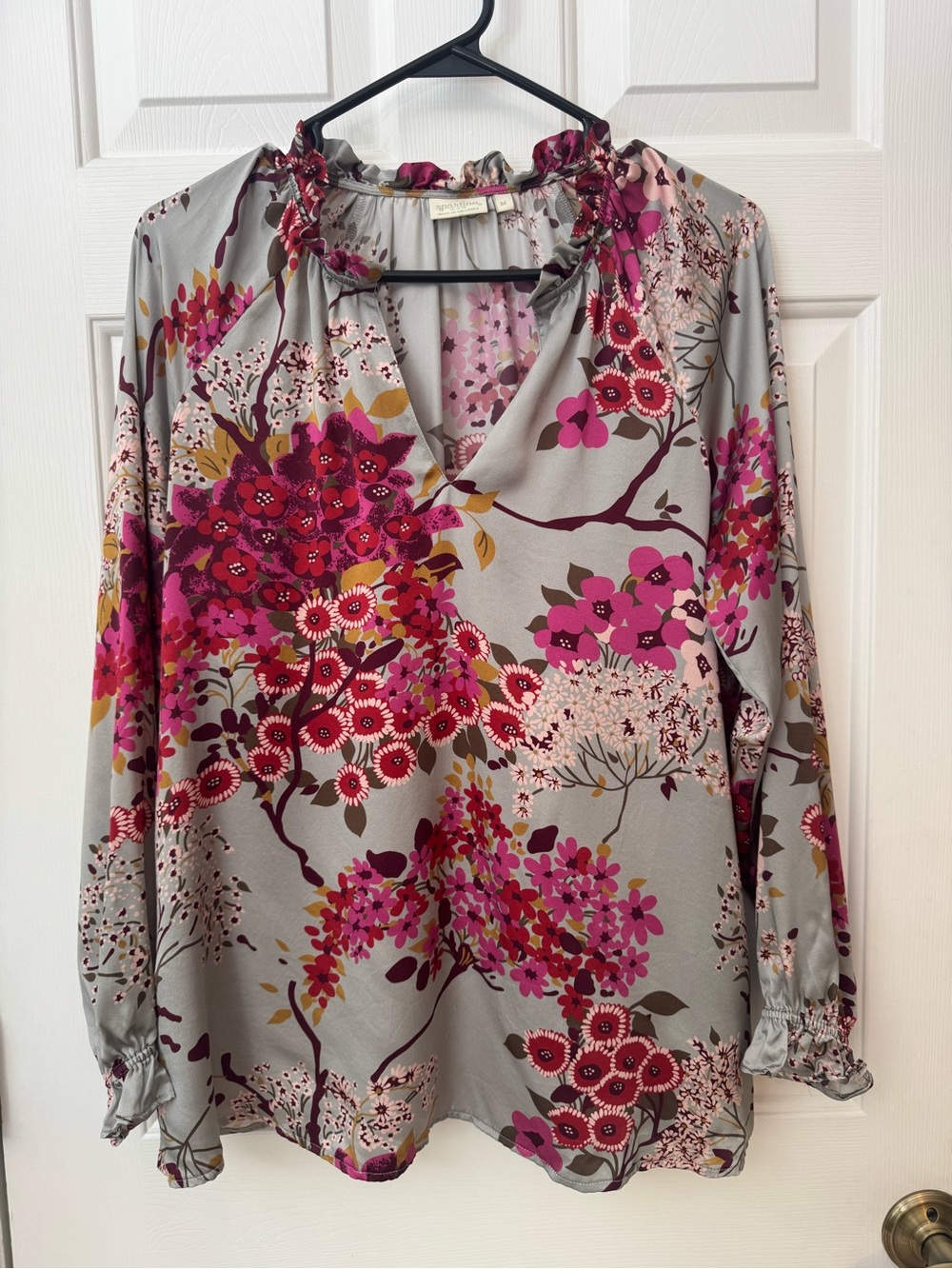 Josette Silk Blouse White Hall Limestone Blossom MED